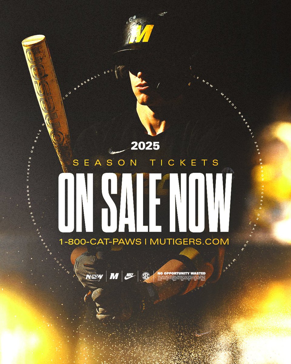 🚨#Mizzou 2025 season tickets on sale 𝗡𝗢𝗪!🚨

🎟️ | bit.ly/3ZkZQH8

#𝙈𝙞𝙯𝙯𝙤𝙪𝙉𝙊𝙒 |🐯⚾️