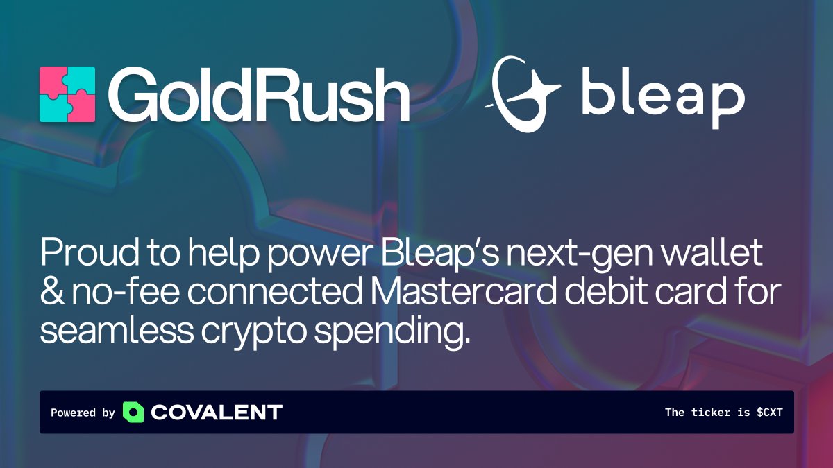 Covalent (@covalent_hq) on Twitter photo Introducing <a href="/BleapApp/">Bleap | Beyond Money 💳</a>—bank account built on the blockchain 💳
Bleap lets users spend stablecoins 1:1 with a debit card, deposit on savings vaults, earn cashback, and enjoy fee-free on/off-ramps.
And the best part?
It’s powered by Covalent’s <a href="/goldrushdev/">GoldRush - powered by Covalent</a>.
Check it out 👇 Introducing <a href="/BleapApp/">Bleap | Beyond Money 💳</a>—bank account built on the blockchain 💳
Bleap lets users spend stablecoins 1:1 with a debit card, deposit on savings vaults, earn cashback, and enjoy fee-free on/off-ramps.
And the best part?
It’s powered by Covalent’s <a href="/goldrushdev/">GoldRush - powered by Covalent</a>.
Check it out 👇