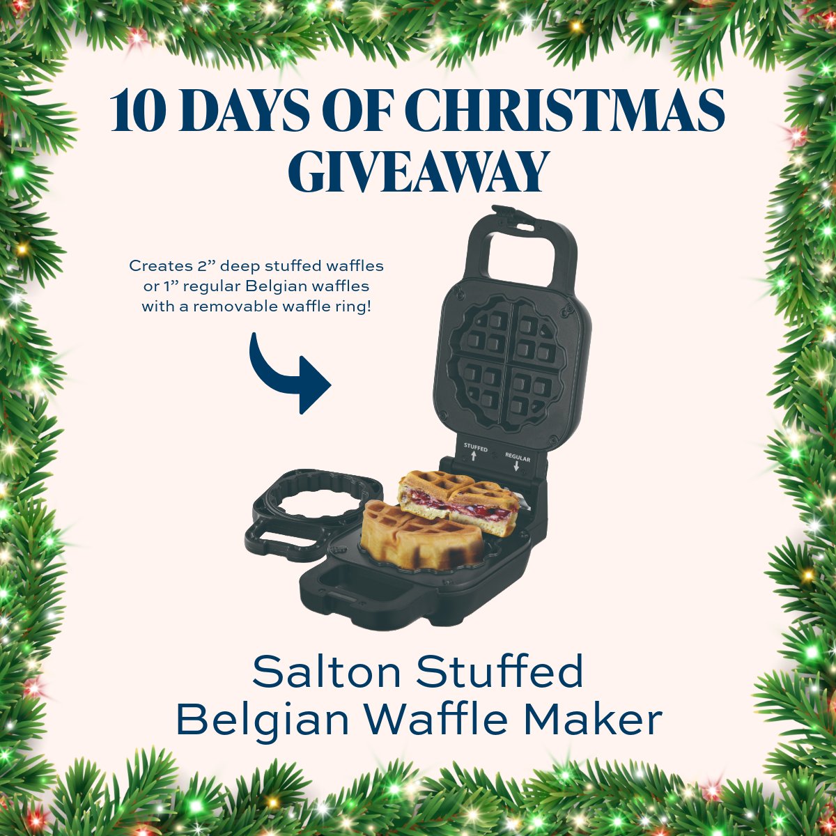 SaltonGroup's tweet image. 🍽️🧇 Ready to transform your waffle game? Enter for a chance to win the Salton Stuffed Belgian Waffle Maker! 🧇🍽️
 
Go to our Instagram @SaltonGroup to see how you can win!

#Giveaway #WaffleMaker