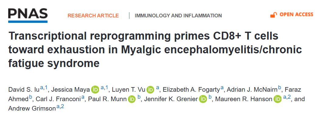 DrMaureenHanson's tweet image. The latest paper from the Cornell Center is available at the PNAS website. Our study implicates T cell exhaustion in ME/CFS.