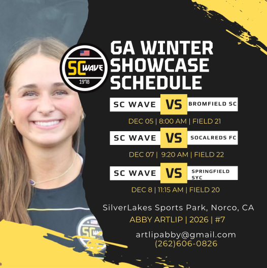 So Excited for the showcase! Hope
you can come and watch us play! i’m wearing number #7 <a href="/SCWave08_girls/">SC Wave 08 Girls</a> <a href="/sikingerpa08/">Paul Sikinger</a> <a href="/GAcademyLeague/">Girls Academy</a> <a href="/ImCollegeSoccer/">College Soccer Truth ™</a> <a href="/ImYouthSoccer/">ECNL/GA/Recruiting/College Soccer</a>