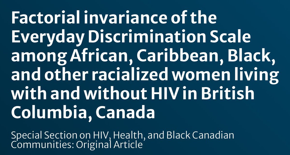 Charity Mudhikwa (@charitymudhikwa) on Twitter photo So stoked to see my first first author paper from my MSc work published in <a href="/CJPH_RCSP/">Canadian Journal of Public Health</a>!
With co-author support, we evaluated the validity & measurement invariance of the Everyday Discrimination Scale for assessing experiences of racism in Canada
Read more: doi.org/10.17269/s4199… So stoked to see my first first author paper from my MSc work published in <a href="/CJPH_RCSP/">Canadian Journal of Public Health</a>!
With co-author support, we evaluated the validity & measurement invariance of the Everyday Discrimination Scale for assessing experiences of racism in Canada
Read more: doi.org/10.17269/s4199…