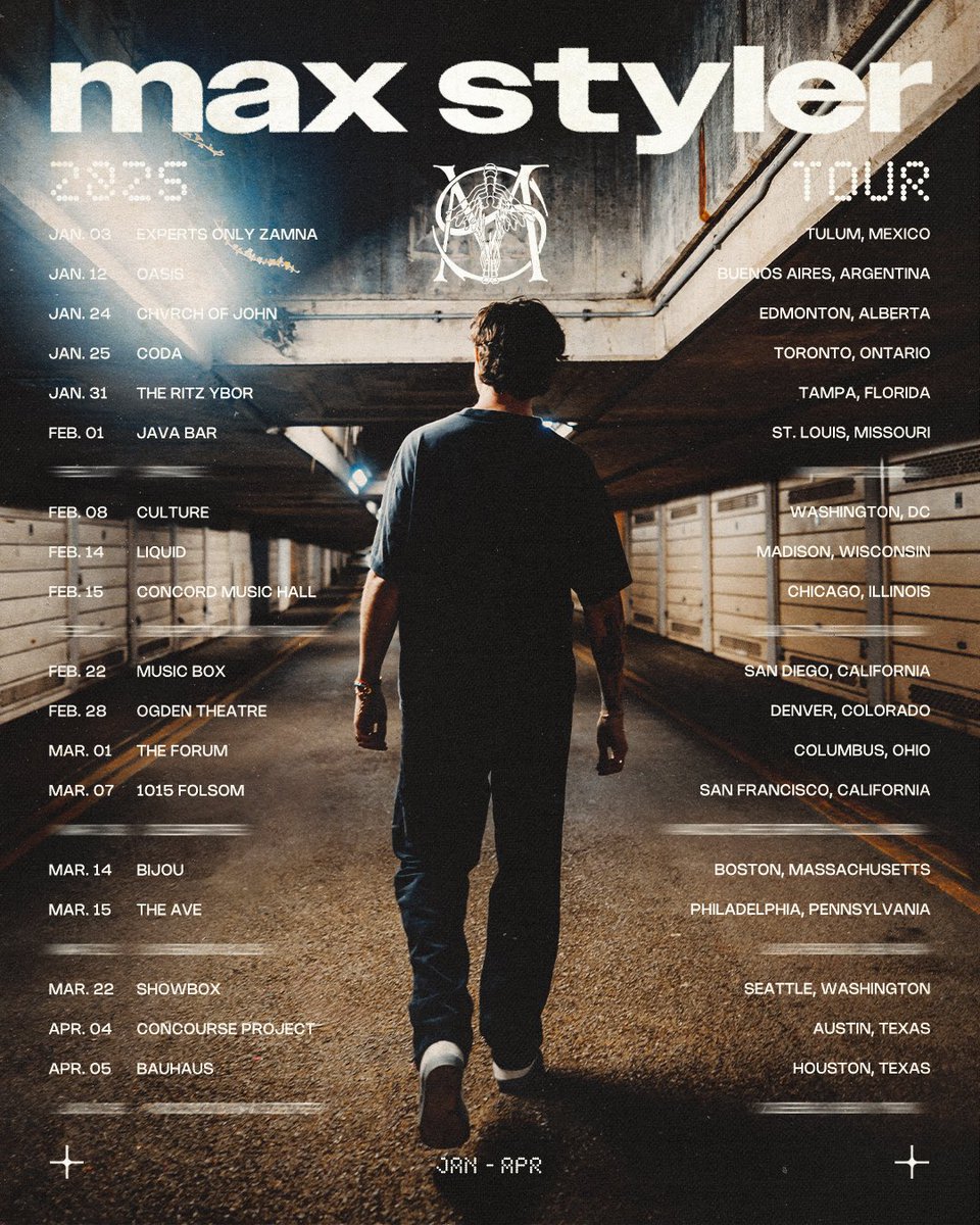 maxstylermusic's tweet photo. 2025 tour unlocked 
january to april

lmk where you want to see me next 🪩🔓 https://t.co/f1EWOKOE5H