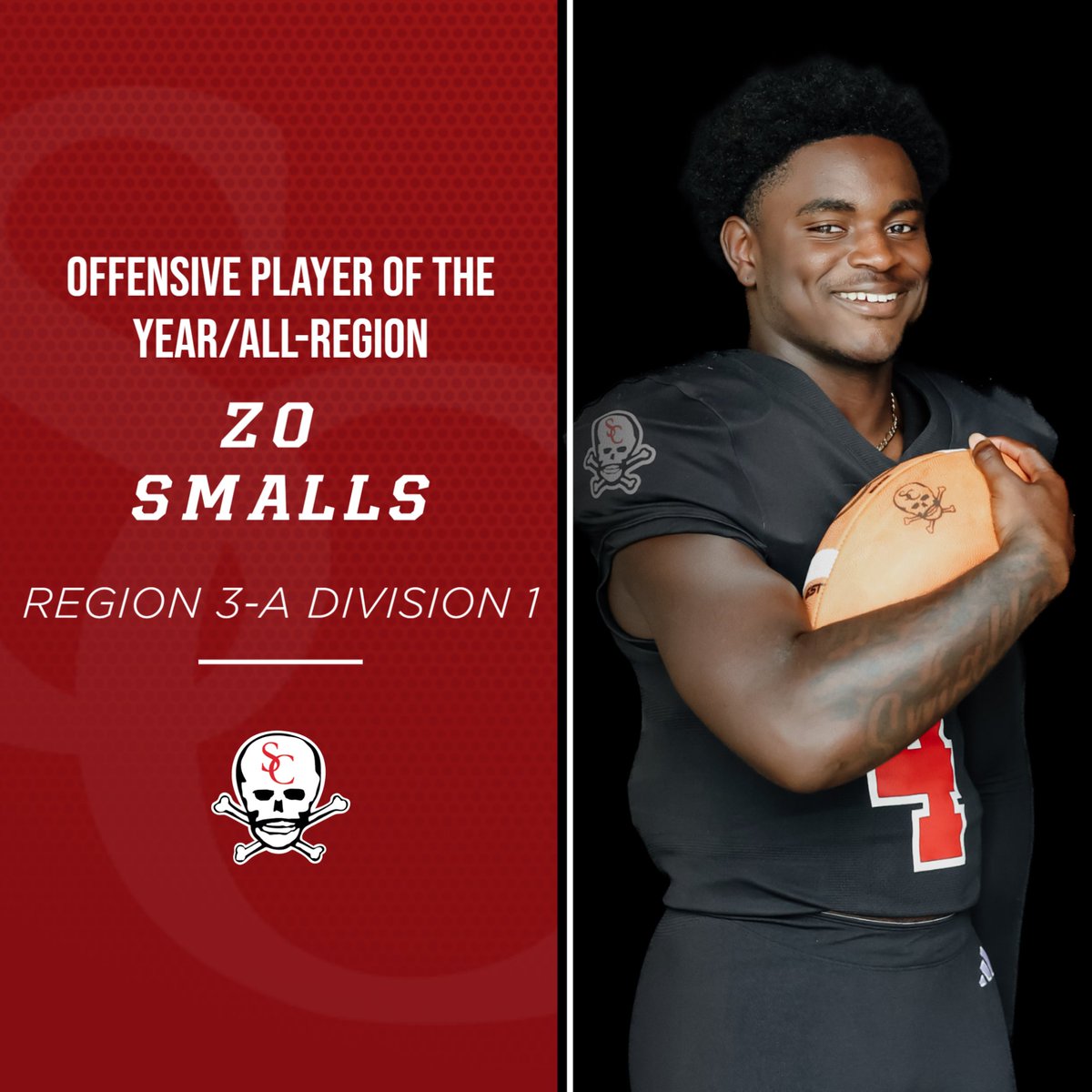 Congratulations to Zo Smalls for being selected as the Region 3-A Offensive Player of the Year!