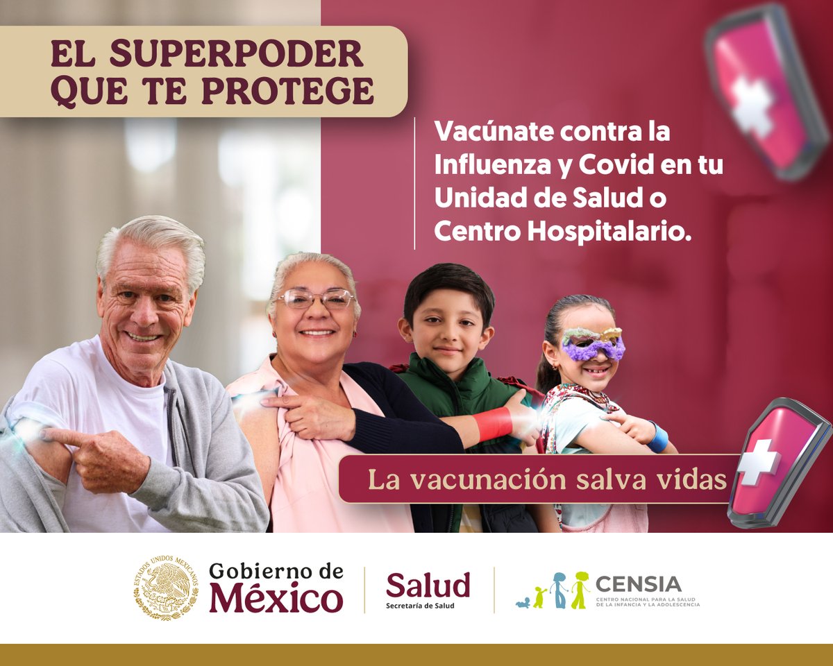 Las vacunas son tu capa invisible contra enfermedades. ¡Protégete! 🛡💉

¡Tu superpoder te espera! 🛡 💪🏼

La vacunación te ayudará a mantenerte fuerte y saludable para disfrutar de tus seres queridos. 🫶🏽

Recuerda que podrás acceder a las vacunas seas o no derechohabiente de las