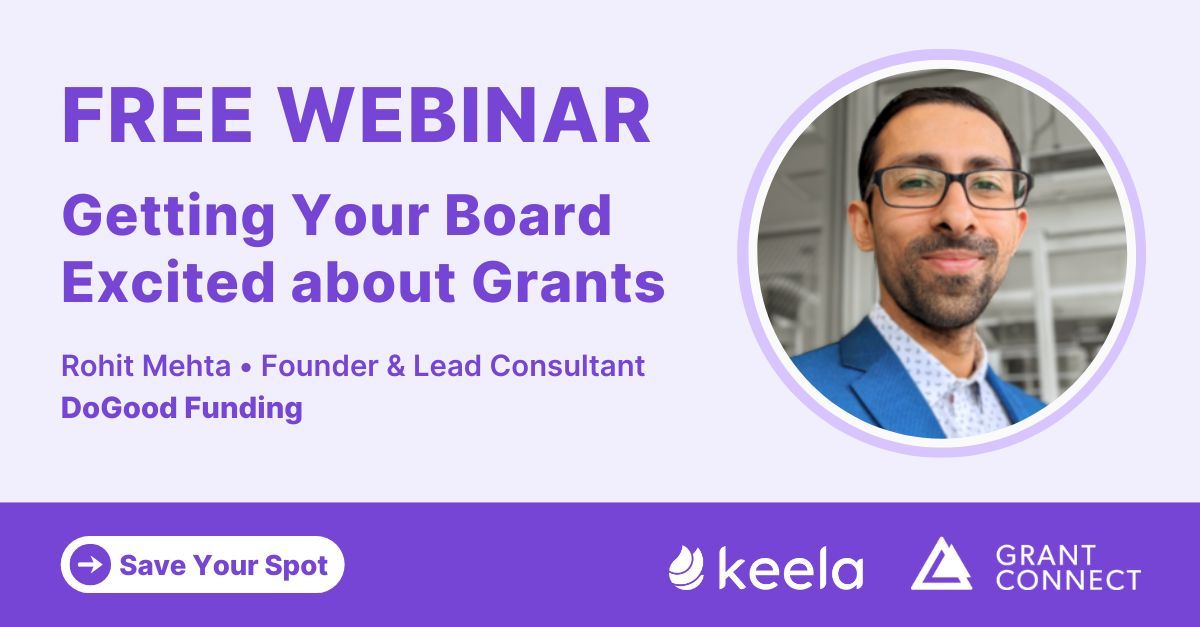 On December 5 at 10am PT/1pm ET, join Rohit Mehta, Founder &amp; Lead Consultant of DoGood Funding for a free webinar on Getting Your Board Excited about Grants. Presented by <a href="/GrantConnect/">Grant Connect - Connexion subvention</a> &amp; <a href="/Keela/">Keela</a>. Register here: buff.ly/3ZdAtah