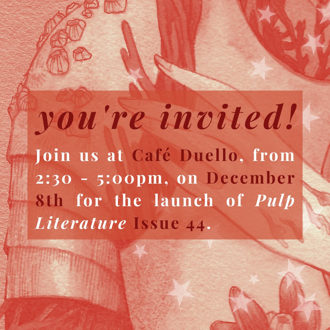 pulpliterature's tweet image. You're Invited to our 2024 Holiday Launch ✨ mailchi.mp/9f415775df70/p… 

Join us at Café Duello on December 8th for our Issue 44 launch! Get the details and more in this Pulp Mystery newsletter.
#magazinelaunch #issuelaunch #holidaylaunch #newfiction #silentauction #fundraiser
