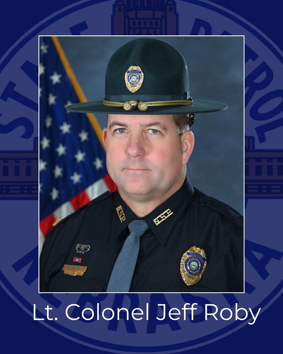 NEStatePatrol's tweet photo. NSP is pleased to announce the promotion of Jeff Roby to Lt. Colonel and Assistant Superintendent of the Nebraska State Patrol. He brings 28 years of experience to this new role and a wealth of knowledge gained in several areas serving Nebraska.

We'd also like to congratulate Lt. Colonel Buck Duis on his retirement after a decorated 35-year career serving the people of Nebraska! Congratulations to you both!

https://t.co/tTgUNXppxr