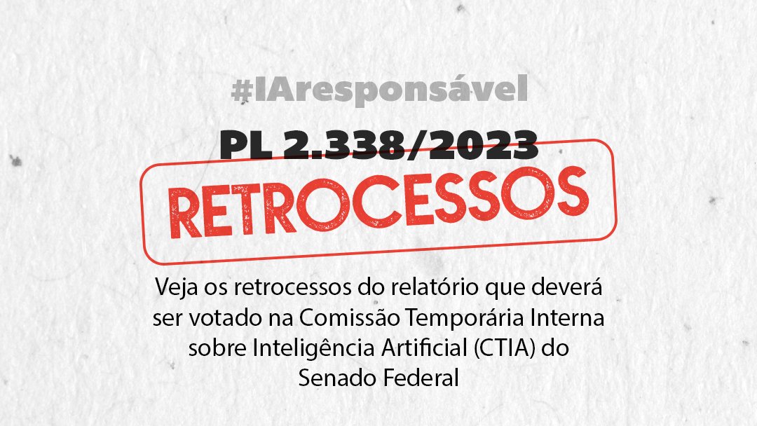 O relatório do senador Eduardo Gomes (PL-TO) trouxe retrocessos consideráveis ao texto do PL 2.338/2023. Confira 👇 
📷 Instagram: tinyurl.com/2yjp4vj2 
📷 Facebook: tinyurl.com/5bar8ybd 

#pl2338sim #fndc #IA #AprovaPL2338comDireitos #PL2338Sim
