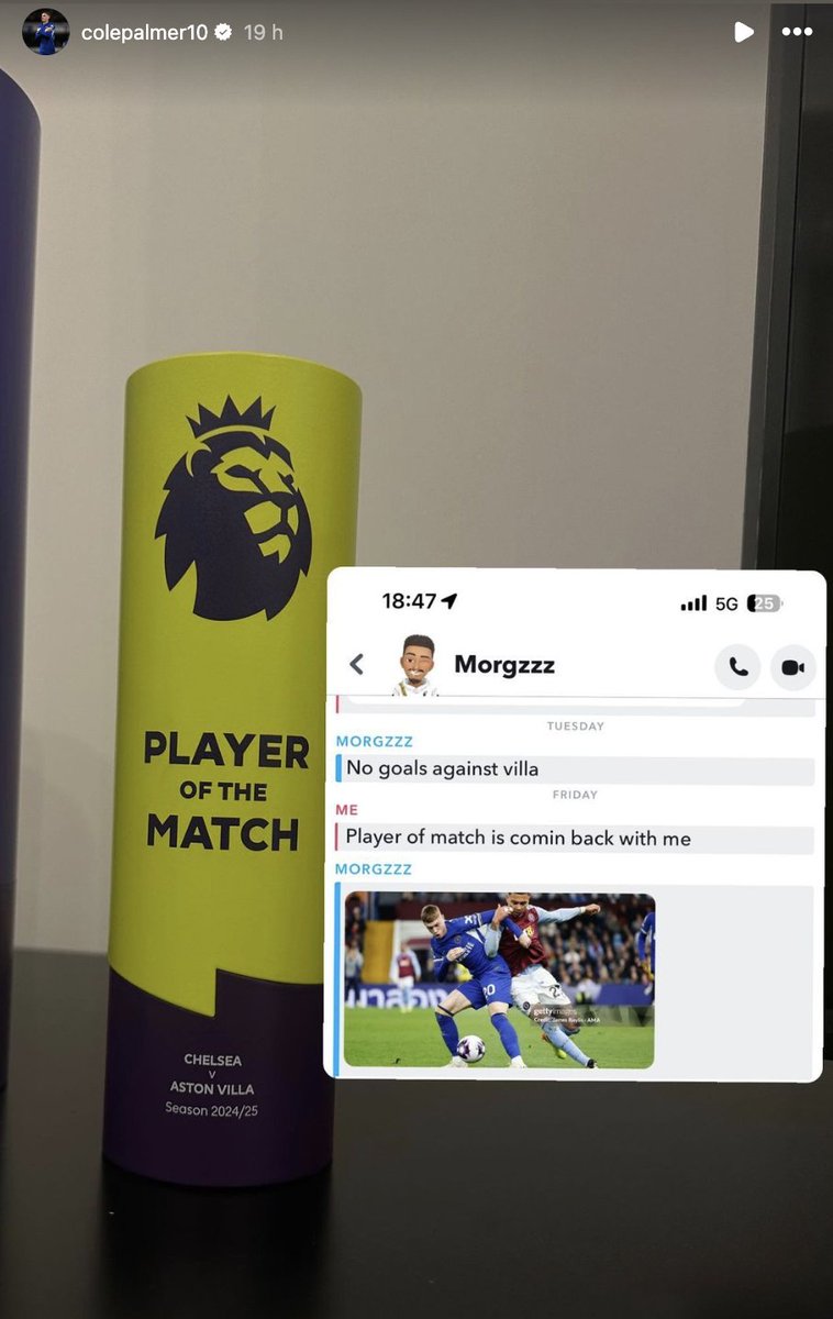 Premier League (@premierleague) on Twitter photo Never doubt Cole Palmer! ๐
He told Morgan Rogers he'd be Player of the Match when Chelsea faced Aston Villa, and he was right!
๐ธ colepalmer10 on Instagram Never doubt Cole Palmer! ๐
He told Morgan Rogers he'd be Player of the Match when Chelsea faced Aston Villa, and he was right!
๐ธ colepalmer10 on Instagram