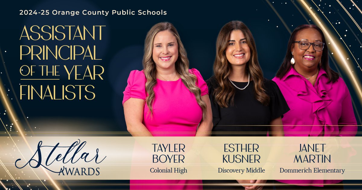 ocpsnews (@ocpsnews) on Twitter photo Put your hands together for our OCPS Stellar Awards finalists for Assistant Principal of the Year: Tayler Boyer at <a href="/CHS_OCPS/">Colonial High School</a> 9th Grade Center, Esther Kusner at Discovery Middle and Janet Martin at <a href="/DommerichES/">Dommerich Elementary</a>! The winner will be announced on Friday, Jan. 17 at <a href="/RosenShingleCr/">Rosen Shingle Creek</a>! Put your hands together for our OCPS Stellar Awards finalists for Assistant Principal of the Year: Tayler Boyer at <a href="/CHS_OCPS/">Colonial High School</a> 9th Grade Center, Esther Kusner at Discovery Middle and Janet Martin at <a href="/DommerichES/">Dommerich Elementary</a>! The winner will be announced on Friday, Jan. 17 at <a href="/RosenShingleCr/">Rosen Shingle Creek</a>!