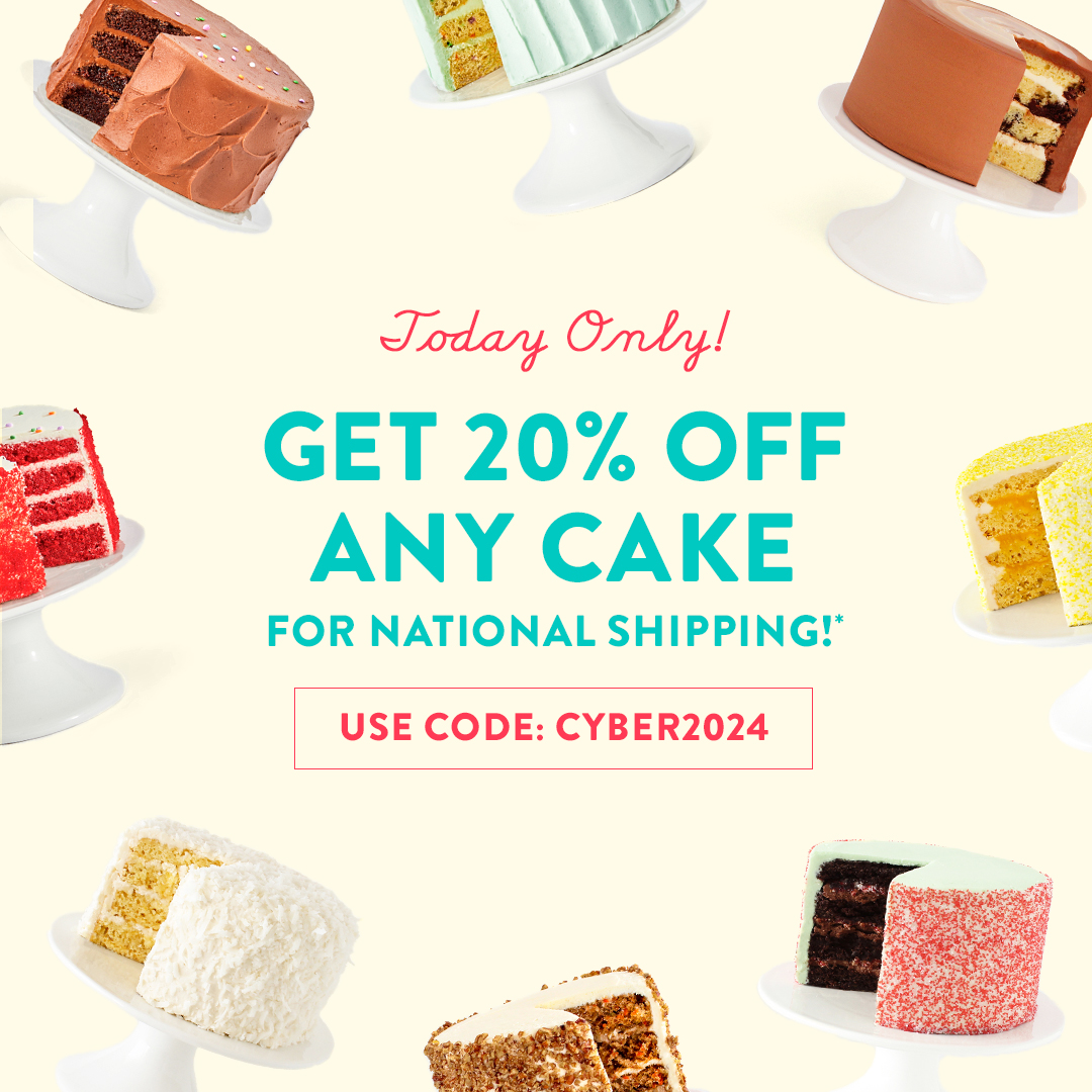 SusieCakes's tweet image. Start your week with a sweet deal! ✨ TODAY ONLY: Enjoy 20% OFF our nationwide shipped cakes with code CYBER2024! ✨

Whether you're treating yourself, surprising a friend, or wowing a client, our cakes make every occasion sweeter. 
#SweetSavings #CyberDeal #CakeDelivery