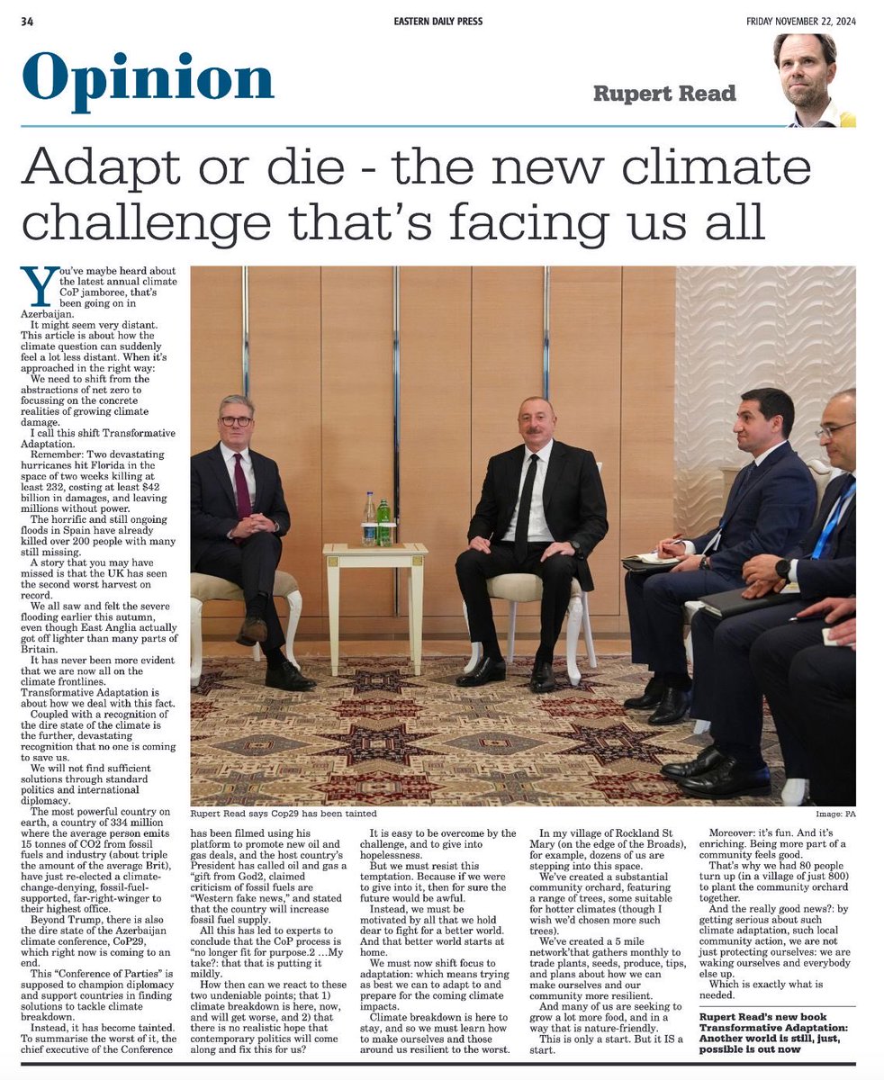 GreenRupertRead's tweet photo. Did you miss my most recent newspaper column?
Here it is again:
:)
#TransformativeAdaptation #ClimateAdaptation #SAFER https://t.co/Ju3SbAfk1M