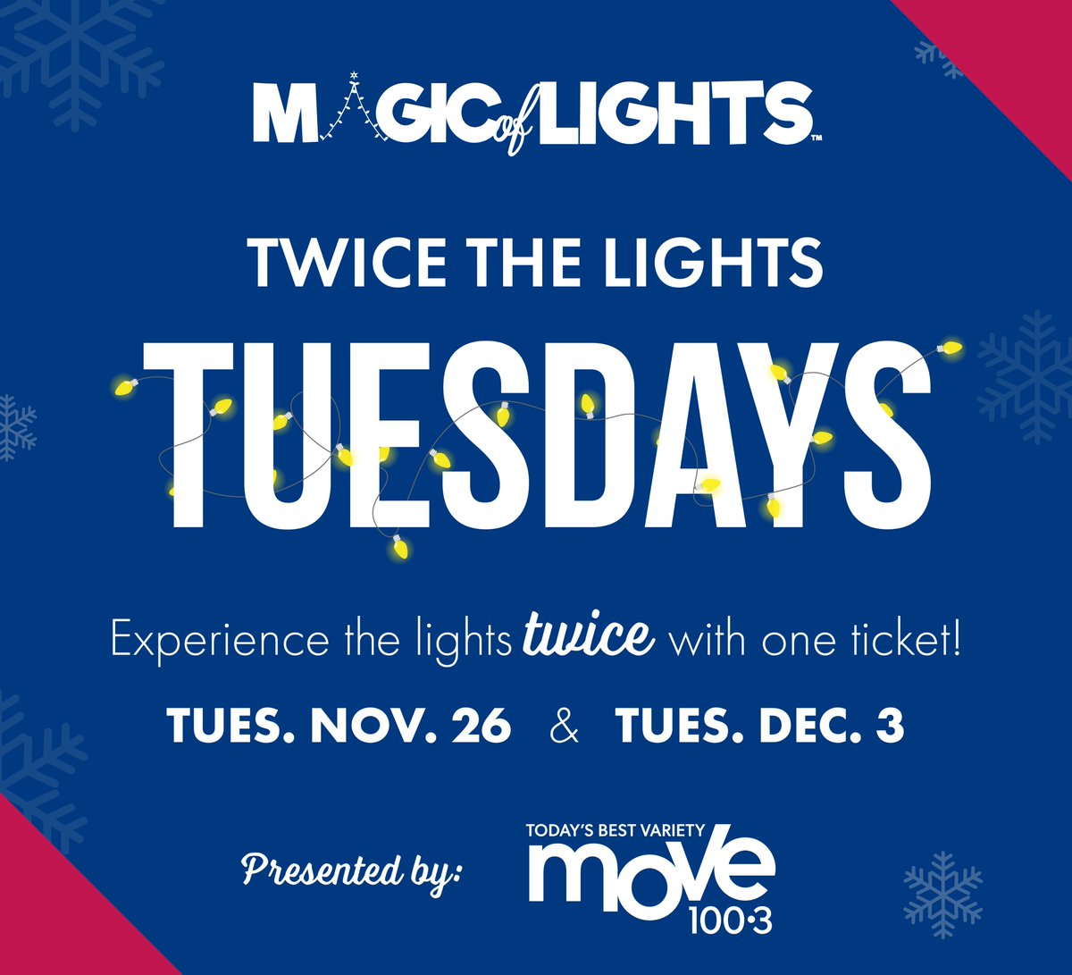 Ottawa’s MOVE 100 (@move100ottawa) on Twitter photo We love Magic Of Lights at <a href="/theWCParks/">Wesley Clover Parks</a> soooo much we want you to experience it twice! ✨🎄
'Twice the Lights' special offer presented by MOVE 100!
Tomorrow night (December 3rd)!
All in support of CHEO.
Tickets/info:
wesleycloverparks.com We love Magic Of Lights at <a href="/theWCParks/">Wesley Clover Parks</a> soooo much we want you to experience it twice! ✨🎄
'Twice the Lights' special offer presented by MOVE 100!
Tomorrow night (December 3rd)!
All in support of CHEO.
Tickets/info:
wesleycloverparks.com