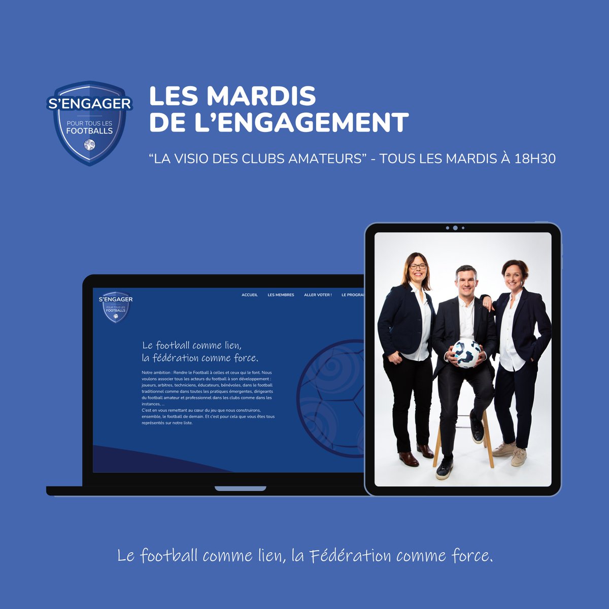 🎥 Participez à nos visioconférences ! ⚽
📅 Quand ? Tous les mardis à 18h30.
🗓️ Ne manquez pas notre troisième et dernière visioconférence, qui se tiendra demain, mardi 3 décembre !! 🕡
📌 Comment ? Directement sur notre site : pourtouslesfootballs.fr