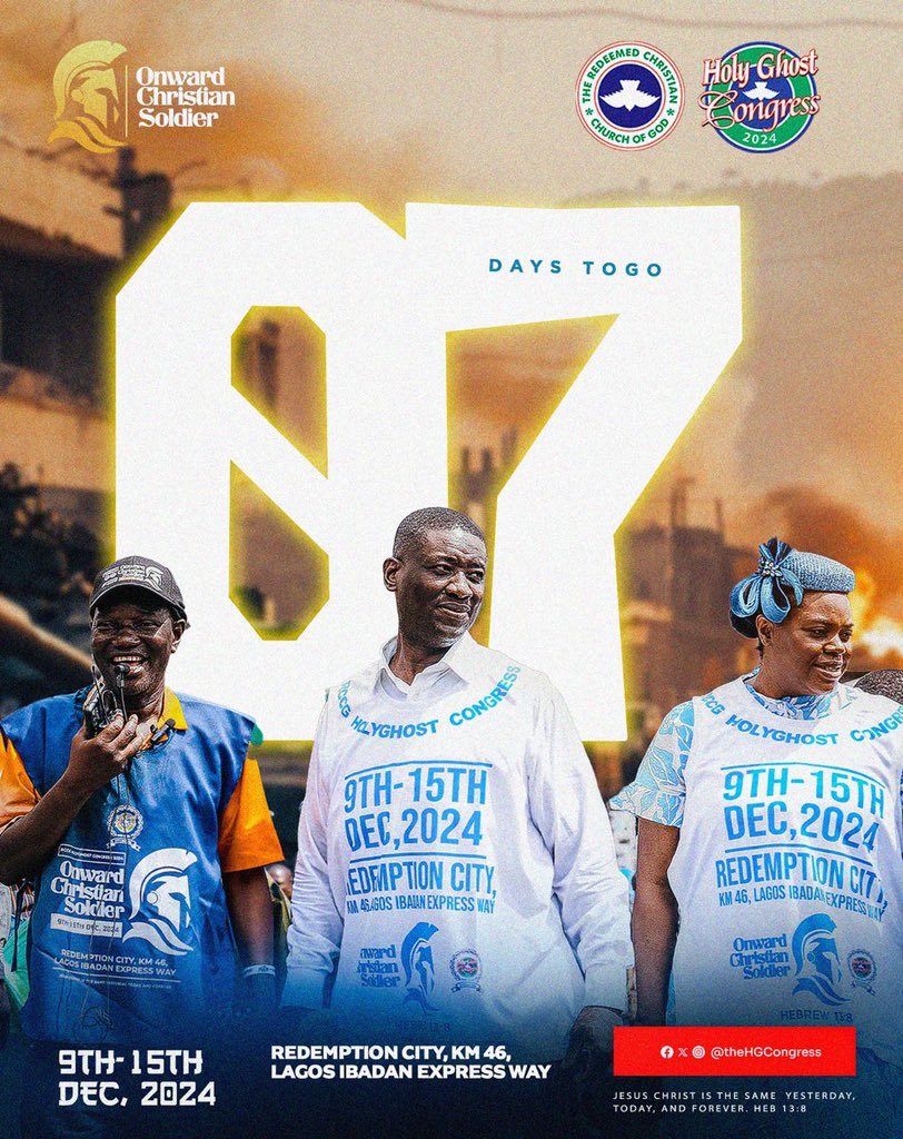 HqCrm's tweet photo. We are exactly 1 week away from the RCCG 2024 Holy Ghost Congress! 7 days from now, Congress begins! Prepare your hearts to receive, it promises to be a time of refreshing. 

#HGC2024
#OnwardChristianSoldier https://t.co/y8e4EYsqz2