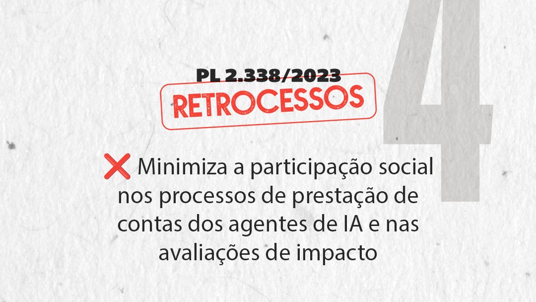 O relatório do senador Eduardo Gomes (PL-TO) trouxe retrocessos consideráveis ao texto do PL 2.338/2023. Confira 👇

📷 Instagram: tinyurl.com/2yjp4vj2
📷 Facebook: tinyurl.com/5bar8ybd

#pl2338sim #fndc #IA #AprovaPL2338comDireitos #PL2338Sim