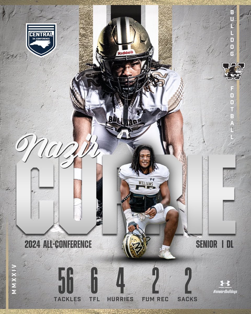 Congratulations to Senior Defensive Lineman, Nazir Currie, on earning Central 3A All-Conference Honors!
