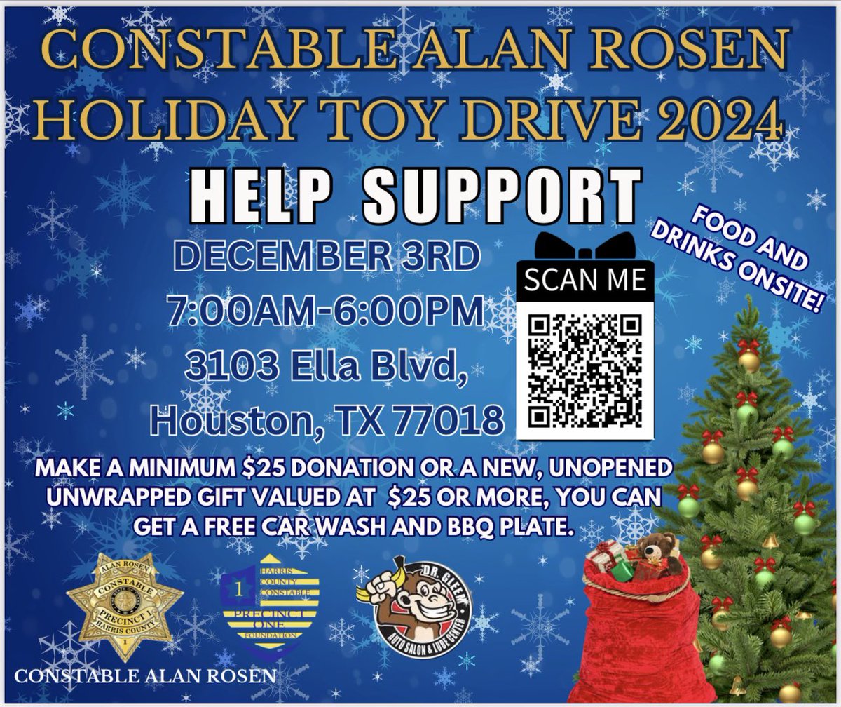 ConstableRosen's tweet photo. Happening Tomorrow:  Please join us at Dr. Gleem Carwash on Ella Blvd to give those families that are in most need!!  #giving #communitypolicing https://t.co/bHcYGwLQsc