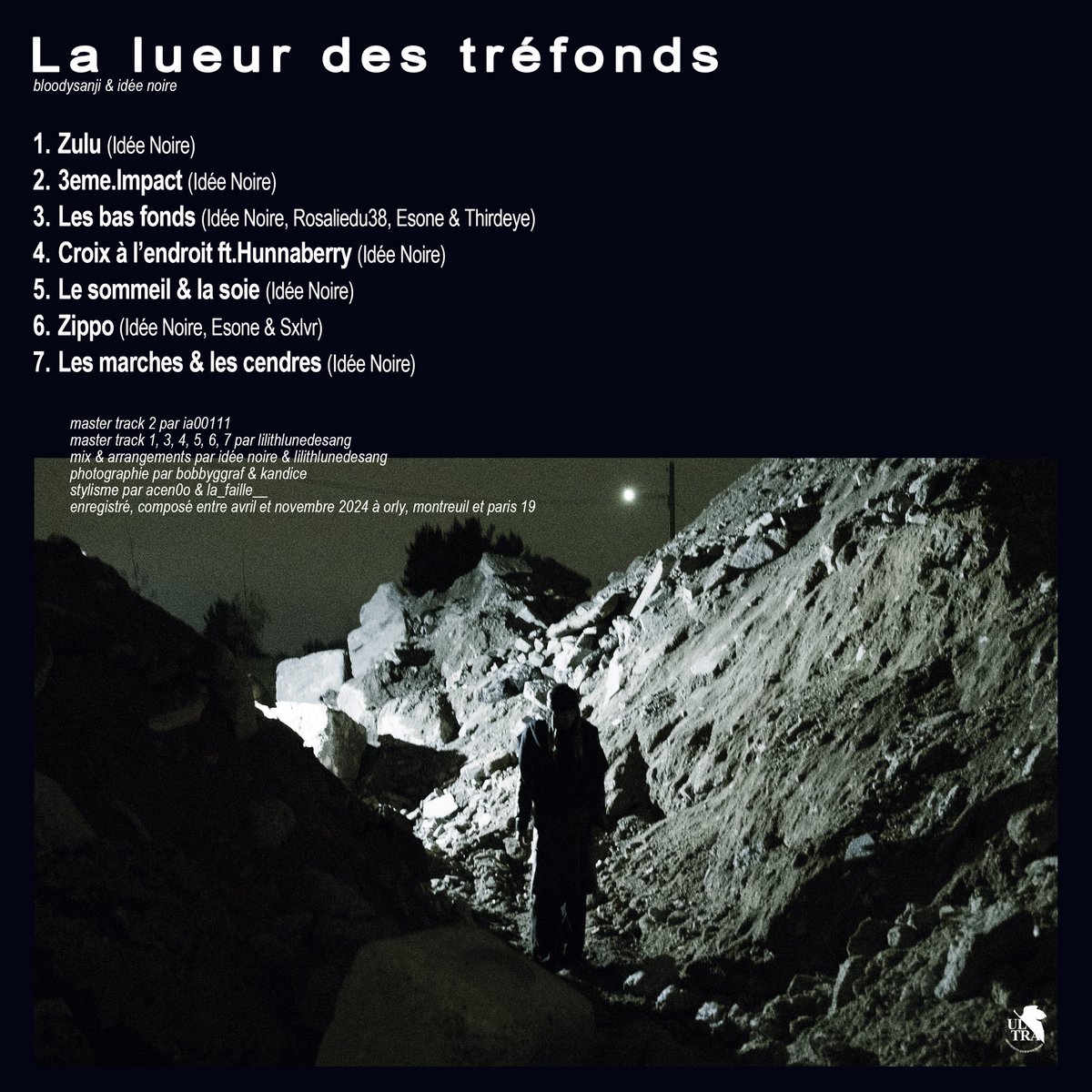 « LA LUEUR DES TRÉFONDS » - EP AVEC <a href="/ideenoirex/">ID</a>  06 DÉCEMBRE.

FEAT TRACK 5. @1hunnaberry 

CO-PROD. TRACK 3 @rosalie_du_38 <a href="/thirdeye3_/">thirdeye</a> <a href="/alloesone/">esone</a> 

CO-PROD. TRACK 6 <a href="/alloesone/">esone</a> &amp; SXLVR