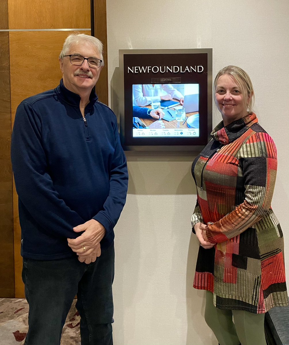 InclusionCanNL's tweet photo. Dennis Gill, Past President and Tina Neary, Executive Director, representing ICNL at the Inclusion Canada National Federation Meetings and Annual AGM. https://t.co/kdZ17lUqky
