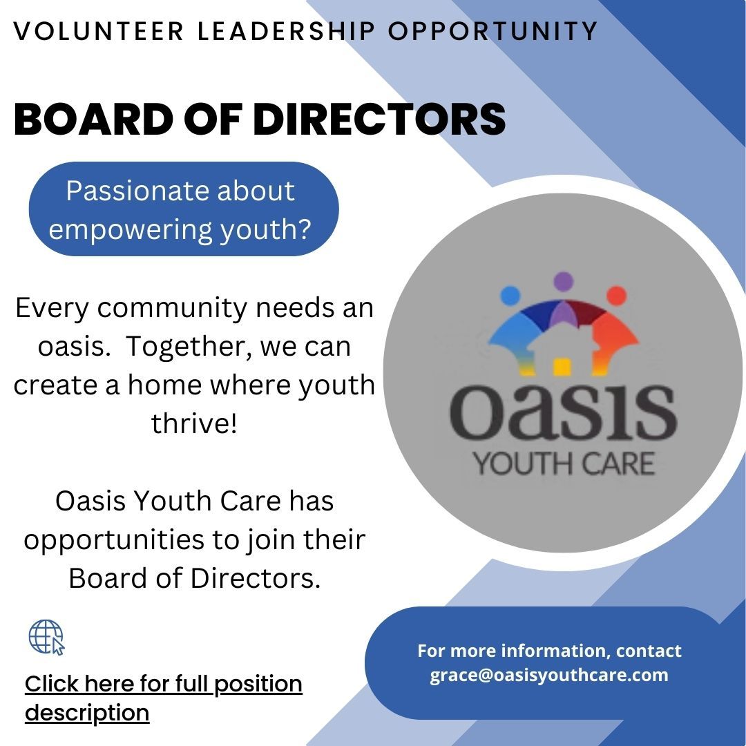 In the Halton Region, youth homelessness is on the rise but in ways that are often invisible to the public. Oasis Youth Care has opportunities to join their Board of Directors. Contact Grace at grace@oasisyouthcare.org to learn more.  Read the posting at buff.ly/3BczbnV