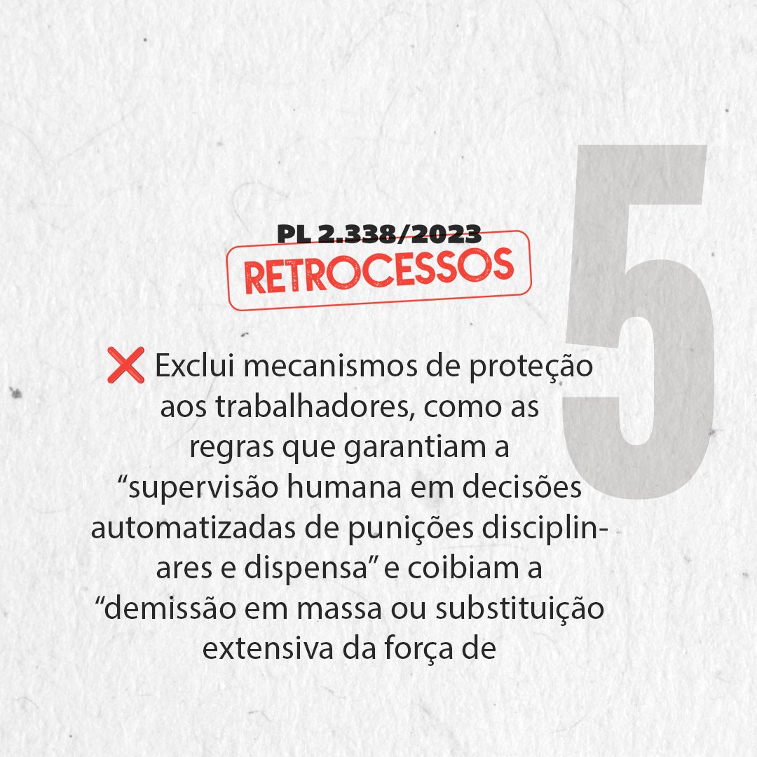 O relatório do senador Eduardo Gomes (PL-TO) trouxe retrocessos consideráveis ao texto do PL 2.338/2023. Confira 👇

📷 Instagram: tinyurl.com/2yjp4vj2
📷 Facebook: tinyurl.com/5bar8ybd

#pl2338sim #fndc #IA #AprovaPL2338comDireitos #PL2338Sim