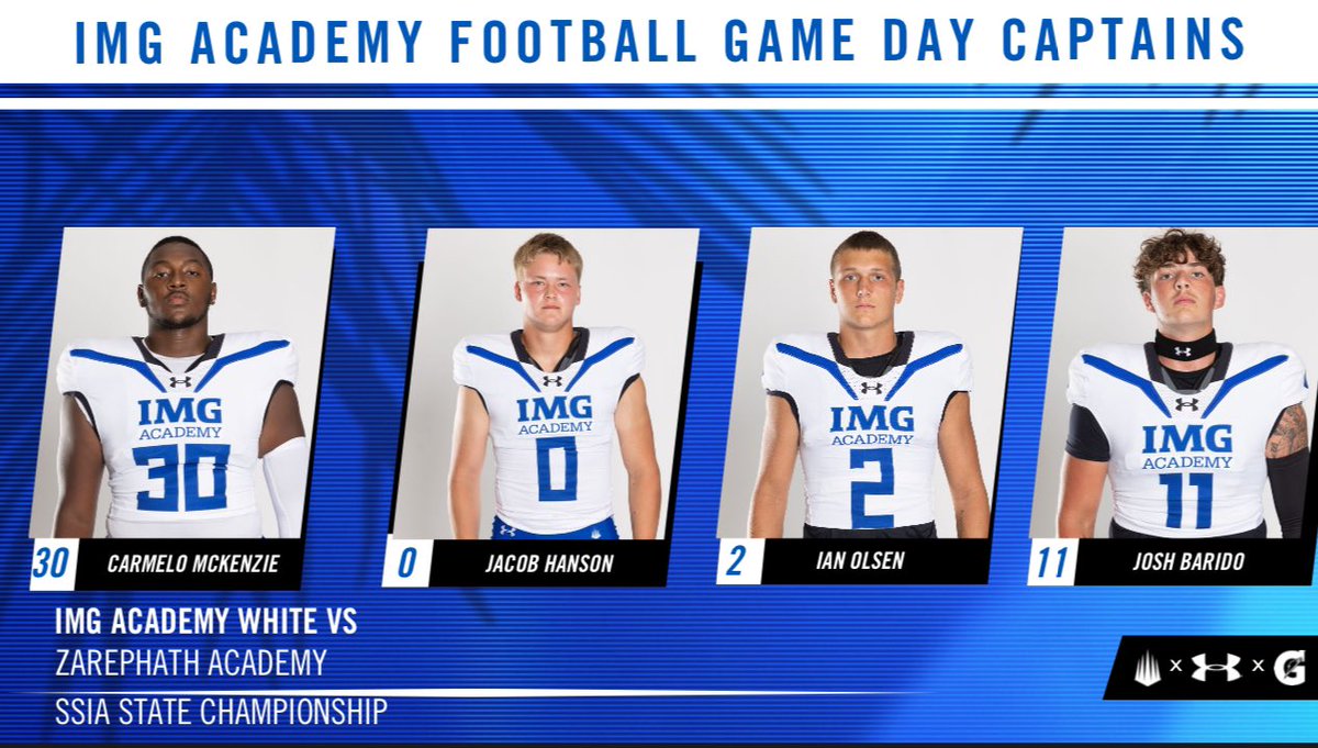 Jeff Pond (@coachpondimg) on Twitter photo Tonight’s Captains for the SSIA State Championship Game
<a href="/CarmeloMcKenzi4/">3⭐️Carmelo McKenzie</a>
<a href="/JacobKHanson/">Jacob Hanson</a>
<a href="/Ianolsen04/">Ian Olsen</a>
<a href="/JoshuaBarido/">Joshua Barido</a> Tonight’s Captains for the SSIA State Championship Game
<a href="/CarmeloMcKenzi4/">3⭐️Carmelo McKenzie</a>
<a href="/JacobKHanson/">Jacob Hanson</a>
<a href="/Ianolsen04/">Ian Olsen</a>
<a href="/JoshuaBarido/">Joshua Barido</a>