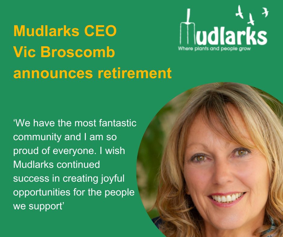 MudlarksGarden's tweet photo. Mudlarks Chief Executive Officer, Victoria Broscomb, announces her retirement. Read more here: https://t.co/dbCIzbcIQD https://t.co/9OdrZdFNSE