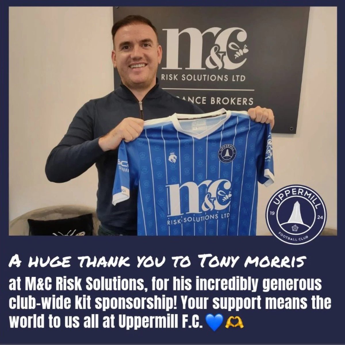 Thanks to Tony Morris for a club-wide kit sponsorship! 💙