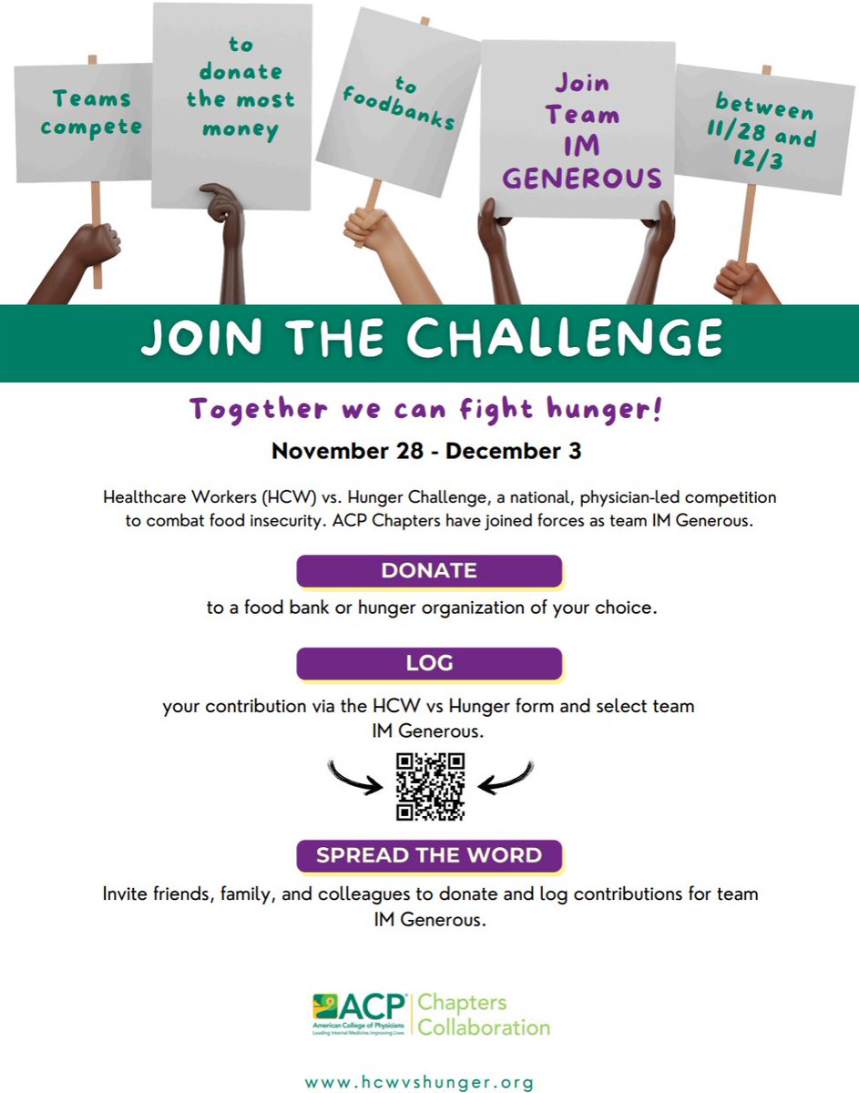 Join the #HCWvsHunger Challenge! 🩺💪 From Nov 28 - Dec 3, let's fight food insecurity together. 🌟 Donate to a food bank, log your contribution for Team IM Generous, and spread the word! Together, we can make a difference. 🥫❤️ #PhysiciansForChange