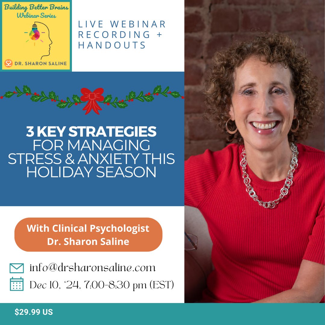 POP-UP WEBINAR: 3 Key Strategies for Managing Stress and Anxiety This Holiday Season 🎄🎁 

🗓 When: Tuesday, December 10th
🕒 Time: 7:00 - 8:30 pm (EST)

Register at drsharonsaline.com!