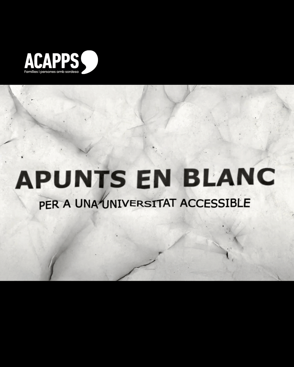 federacioacapps's tweet photo. 🎞️ El documental "Apunts en blanc" sobre estudiants amb sordesa i accessibilitat a la universitat està fent parlar molt a premis i festivals!
🧵 Si el voleu veure, des de demà mateix, preneu nota de llocs i dates que us assenyalem ⬇️
#sordesa #accessibilitat #universitat #ACAPPS https://t.co/qYQQNkrRpH