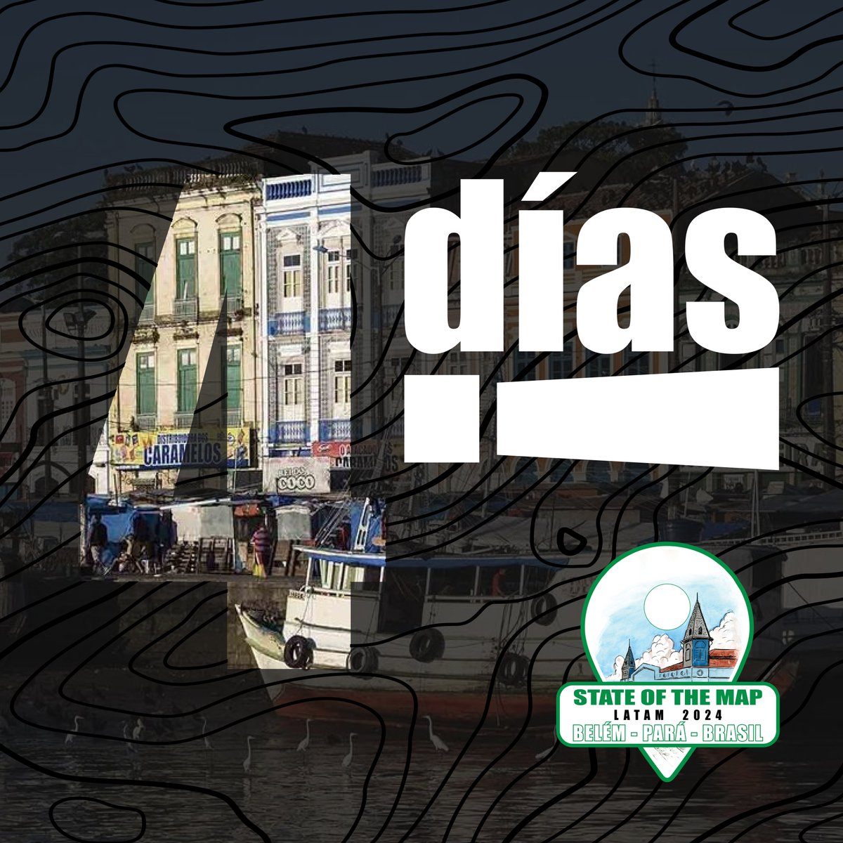 OSMLatam's tweet image. Ayer nos salteamos la cuenta regresiva para el #SotMLatam2024 pero hoy la retomamos! 🤣
La gente de lo geospacial ya está en Belém, Brasil para el @foss4g, y los de #OpenStreetMap nos reuniremos desde el 6  para intercambiar conocimiento y pensar el futuro del mapeo colaborativo.