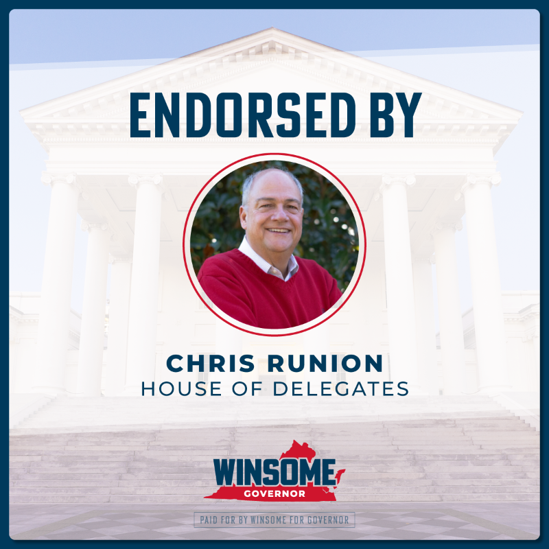 winwithwinsome's tweet photo. "Sears is the leader we need to take Virginia forward. Her journey of faith and commitment to service is truly inspiring. I enjoyed working with her to make Virginia a great place to live. She will make a remarkable Gov!" - Chris Runion, Delegate for Virginia's 35th District https://t.co/MT3tdKxhw3
