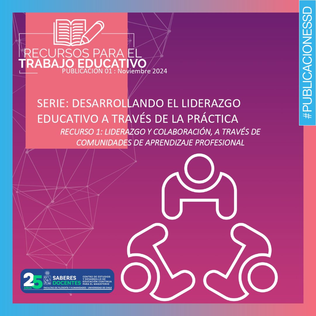 SaberesDocentes's tweet photo. 📣 ¡¡Atención docentes!! Tenemos nuevo Recurso para el Trabajo Educativo de la serie: "Desarrollando el liderazgo educativo a través de la práctica".

📗 Recurso N°1: Liderazgo y colaboración, a través de comunidades de aprendizaje profesional.

👉🏼 En Saberes Docentes, hemos trabajado junto a líderes educativos de todo Chile para abordar los desafíos de liderar comunidades escolares. A través de nuestros programas, hemos creado espacios de reflexión y aprendizaje compartido, diseñados para apoyar sus tareas y enfrentar situaciones emergentes.

👉🏼 Este nuevo recurso destaca la importancia de las Comunidades de Aprendizaje Profesional (CAP) como una estrategia clave para fomentar el liderazgo colaborativo, la mejora continua y el compromiso colectivo por el aprendizaje de cada estudiante. ¡Juntos construimos comunidades educativas más fuertes y comprometidas!

🔎 Puedes descargar el recurso en el link: https://t.co/1GURHGFsd7

🎞 En la sección Compartiendo Saberes también podrás encontrar libros, videos, podcast y otros recursos para el trabajo educativo que tienen como objetivo aportar en el quehacer diario de las y los docentes.