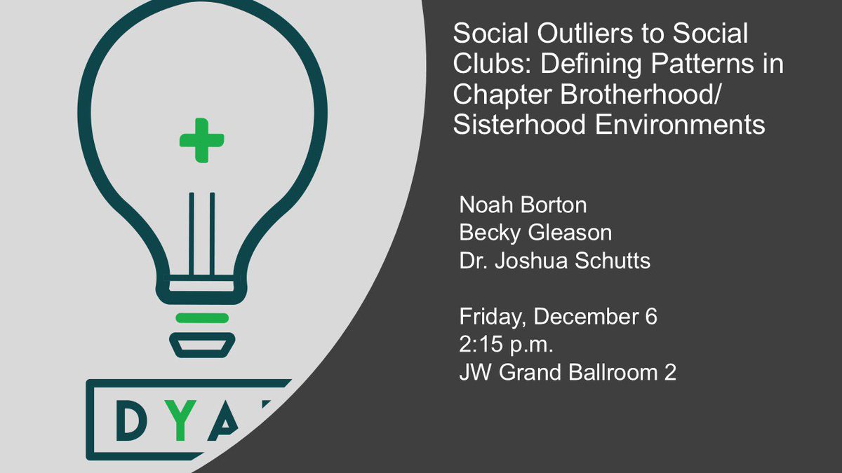 What if we told you we could categorize fraternity and sorority chapters into 16 specific types, organized into seven broader categories using only seven data points?

Come find out more about the chapter typology project at #afaam this week!