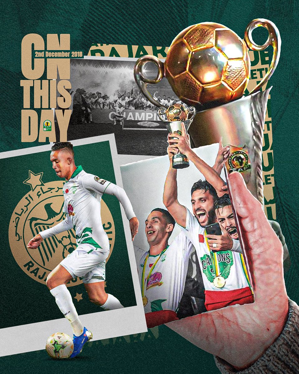 🗓️ #Onthisday
Six years have passed since Raja Club Athletic won the CAF Confederation Cup on December 2, 2018.🏆The team triumphed over their Congolese counterpart, AS Vita Club, with a thrilling aggregate score of 4-3 across both legs of the final 🦅