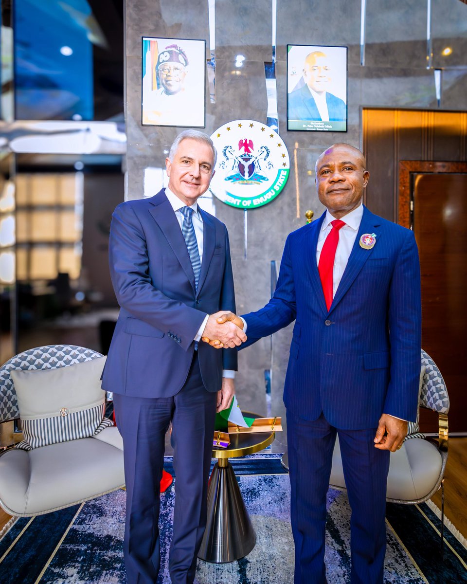 PNMbah's tweet photo. 1/
Today, we signed an agreement with Wande Nexus, an Austrian firm, to implement the Sustainable Last Mile Connectivity and Advanced Metering Infrastructure (AMI) Project in Enugu. This partnership, which includes a $100 million Foreign Direct Investment (FDI), will modernise our water infrastructure, enhance service delivery, and ensure equitable access to clean water for every household in Enugu City.

The signing ceremony, which took place at the Government House, Enugu, in the presence of the Austrian Ambassador to Nigeria, Thomas Schlesinger, is a direct result of the economic reforms of the Federal Government and our continued efforts to position Enugu as a prime destination for investment.

This agreement is the result of months of hard work, from the MoU and Terms Sheet to the Concession Agreement. We are now ready to move forward with the immediate disbursement of funds to deal decisively with the last mile connection, the downstream part of our water system.

Our administration has successfully increased water production from an occasional 2 million to 120 million litres per day. With this new agreement, we are now poised to address the biggest challenge, which is expanding the network and connecting the tertiary pipelines to the various homes. We will also increase production capacity to 200 million litres per day.