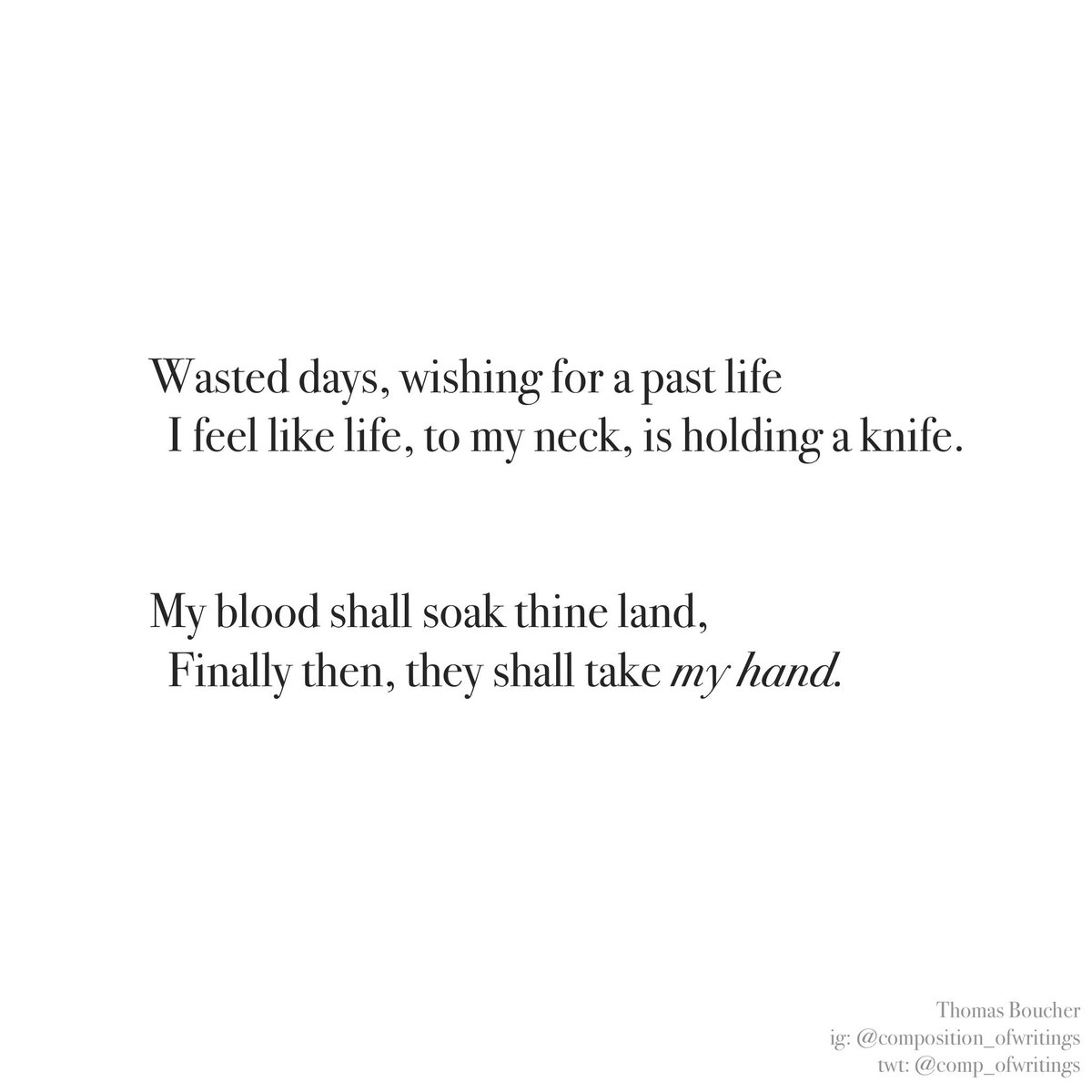 Ramblings from Above the Clouds - Thomas Boucher 

“Perhaps now I’ll understand”

#poems #poetry #writing #stories #Shropshire