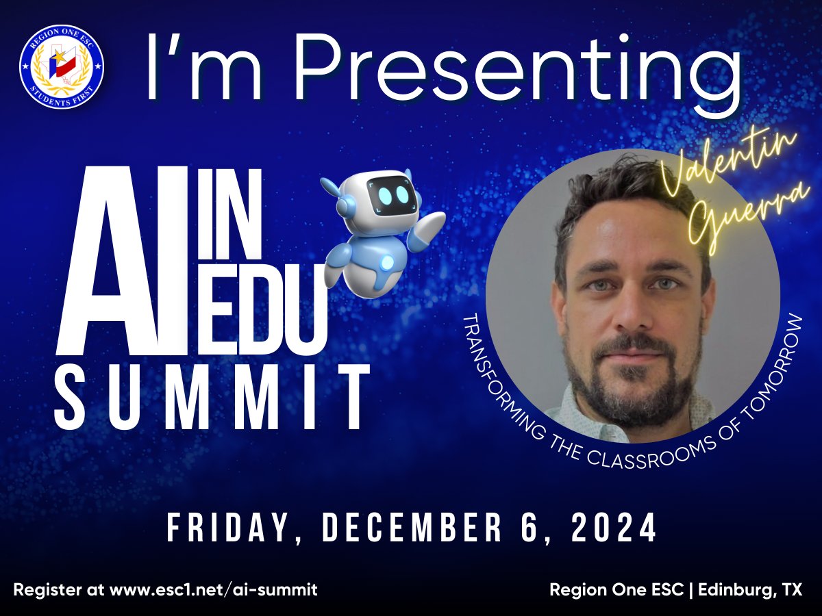 valentinvguerra's tweet photo. excited to present @RegionOneESC #AISummit @PSJAISD https://t.co/wLTQsah9A1