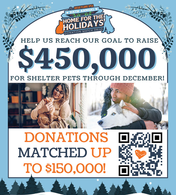 ipetskc's tweet photo. The team at @greatplainsspca works year round to serve our community! Let's help them reach their goal to raise $450,000 for shelter pets through December!

ALL DONATIONS MATCHED up to $150,000! Check out all that they do and donate at https://t.co/I1aPM9oHhc  

#rescuepets https://t.co/HTV91GpUN8