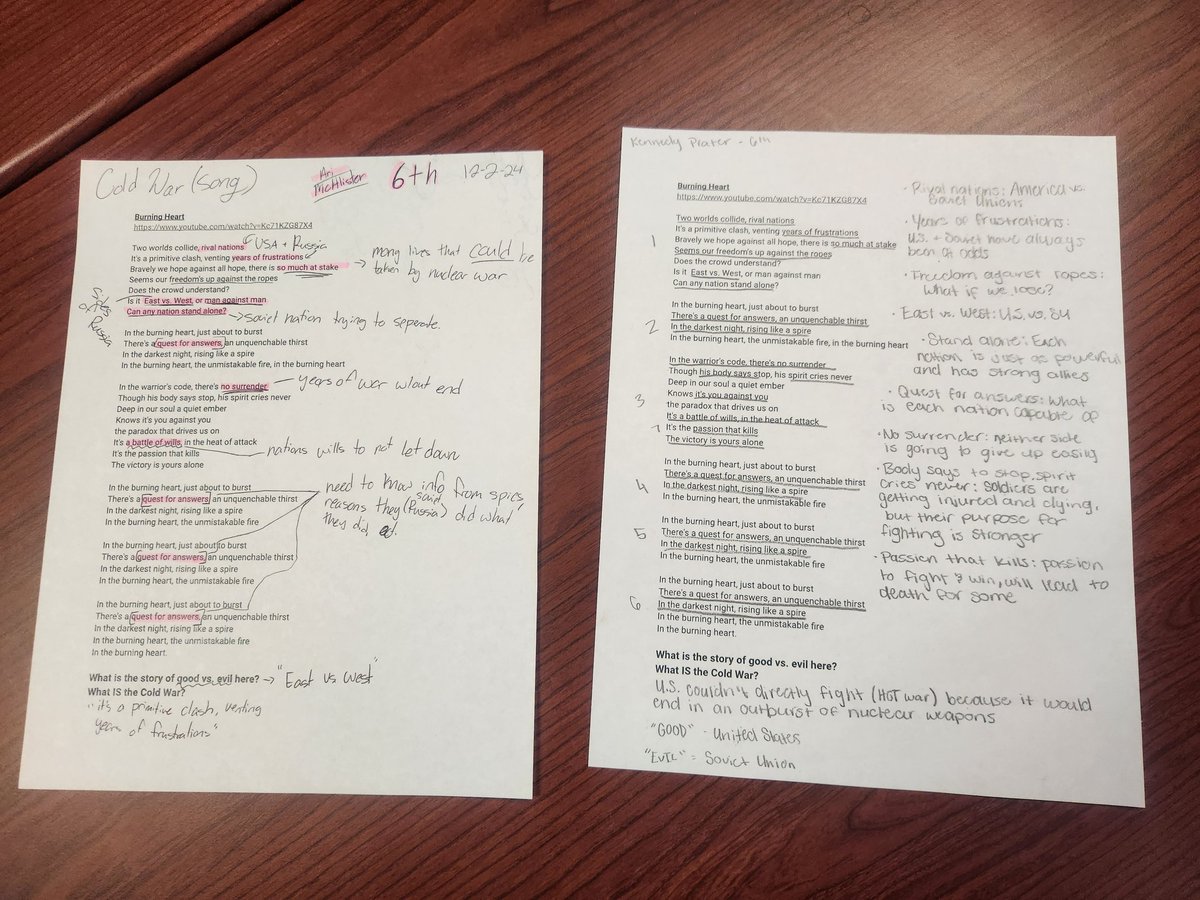 Scooter Charles (@rcshsmrcharles) on Twitter photo "Burning Heart" - A Cold War Anthem? 🔥🎸🇺🇸
US History students are rocking out to the 80s classic "Burning Heart" and finding some serious Cold War connections! 🤯
#USHistory #ColdWar "Burning Heart" - A Cold War Anthem? 🔥🎸🇺🇸
US History students are rocking out to the 80s classic "Burning Heart" and finding some serious Cold War connections! 🤯
#USHistory #ColdWar
