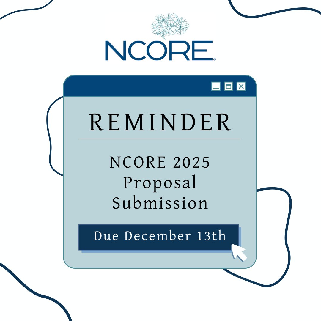 The NCORE 2025 Call for Proposals is open! Submit your session ideas!

Submission Deadline: December 13, 2024

Learn more and submit your proposal: ncore.ou.edu/Upcoming-Event…

#CallForProposals #HigherEd