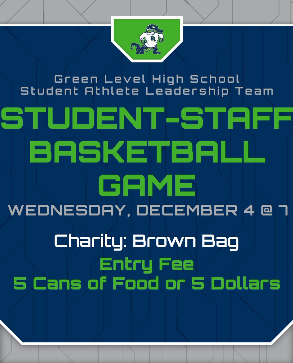 This week! Come out and support your favorite teachers! <a href="/GreenLevelHigh/">Green Level High School</a> <a href="/G_L_ATHLETICS/">𝙂𝙧𝙚𝙚𝙣 𝙇𝙚𝙫𝙚𝙡 𝘼𝙩𝙝𝙡𝙚𝙩𝙞𝙘𝙨 🐊</a>