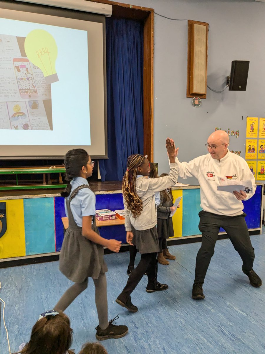 Thank you to Alan from Make it Happen for coming back to visit us with the results of our school competition! Well done to our Winner; Maria! Our runners up Charlie and Millie and our inspired apps achievers too! #OLRdigital #usingtechbetter <a href="/jmochase/">JPMorganChase</a>