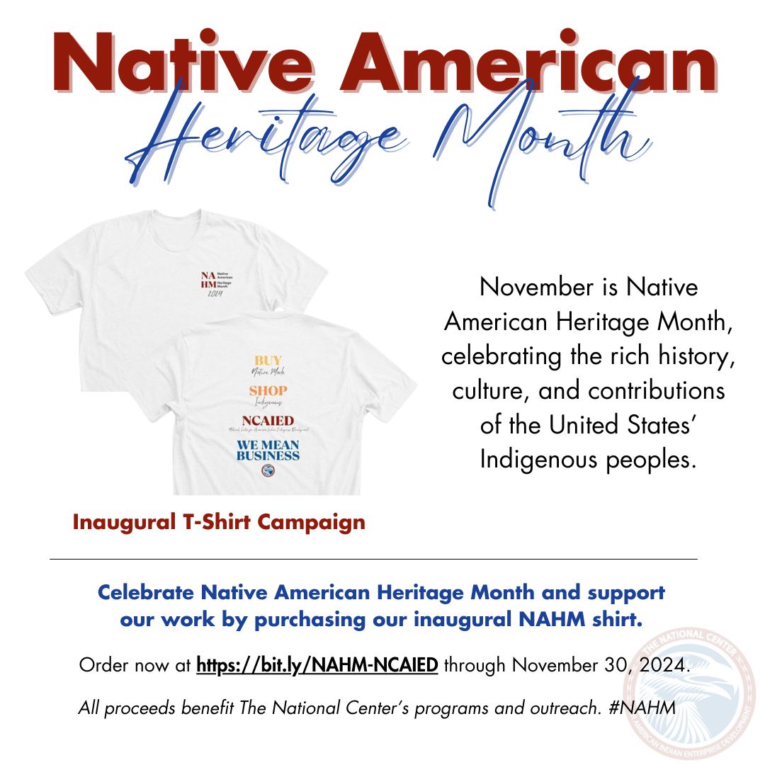 ncaied's tweet image. It’s Cyber Monday! November may be over, but you can rock our special shirt and celebrate Native culture all year long—just like our team!  

Every purchase supports The National Center’s vital programs. Order yours today: bit.ly/NAHM-NCAIED 💙  

#NAHM #CyberMonday