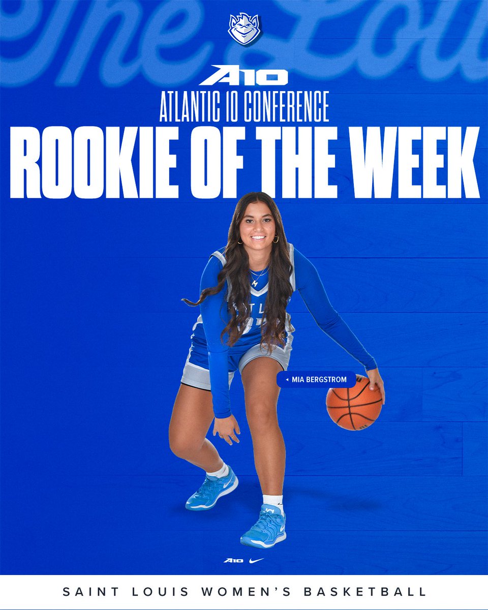 Saint Louis WBB (@saintlouiswbb) on Twitter photo Mia Bergstrom is this week’s <a href="/atlantic10/">Atlantic 10 Conference</a> Rookie of the Week! She averaged 18 ppg this week shooting over 55 percent from 3 and recorded back-to-back career-highs in points! Mia Bergstrom is this week’s <a href="/atlantic10/">Atlantic 10 Conference</a> Rookie of the Week! She averaged 18 ppg this week shooting over 55 percent from 3 and recorded back-to-back career-highs in points!