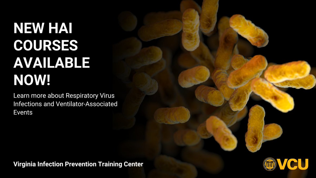 Virginia Infection Prevention Training Center (@viptc) on Twitter photo Expand your HAI prevention knowledge with our newest courses! We have two new courses, Prevention of RVIs and Prevention of VAEs. Start learning today to enhance patient safety and IPC best practices for your facility. CE credit available.
Access Courses: bit.ly/3T13ZwZ Expand your HAI prevention knowledge with our newest courses! We have two new courses, Prevention of RVIs and Prevention of VAEs. Start learning today to enhance patient safety and IPC best practices for your facility. CE credit available.
Access Courses: bit.ly/3T13ZwZ