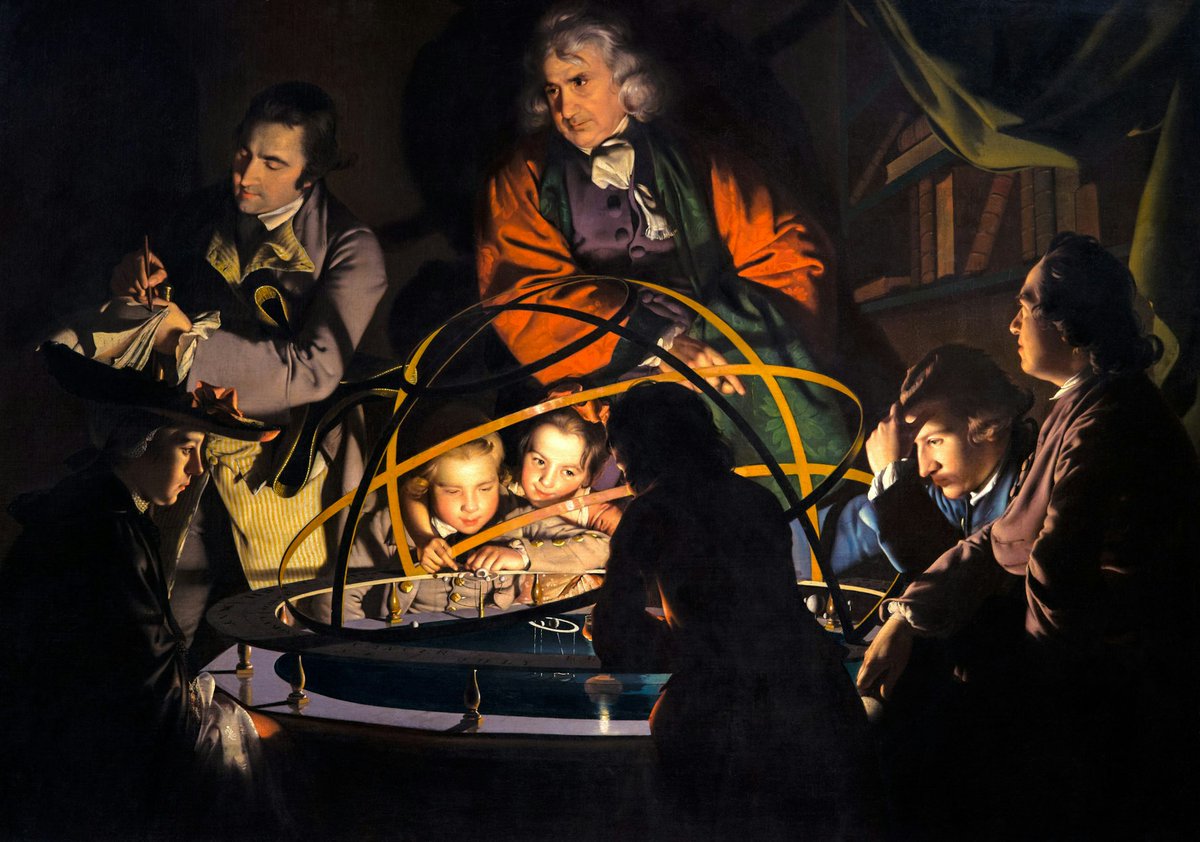 mintymilly's tweet photo. @bo66ie29 A Philosopher Giving that Lecture on an Orrery, in which a Lamp is put in the Place of the Sun .  Joseph Wright https://t.co/xn3mYdgyua